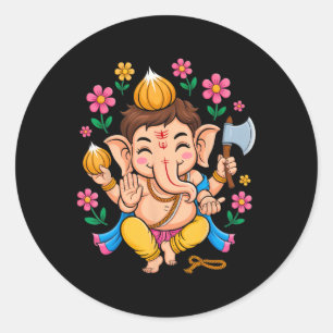 Adesivo Hindu Ganesha Puja Elefante Deus Índia Meditação Y