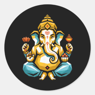 Adesivo Hindu Ganesha Puja Elefante Deus Índia Meditação Y