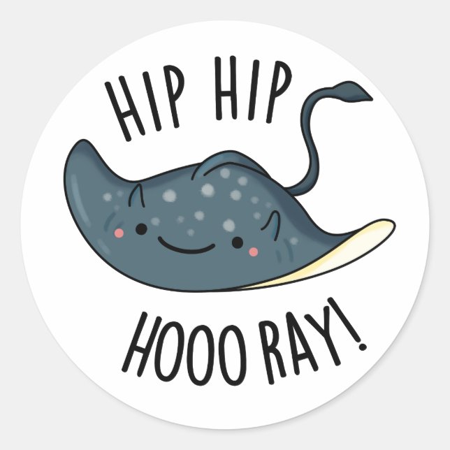 Adesivo Hip Hip Hoo-ray Engraçado Sting Ray Pun (Frente)