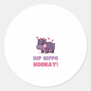 Adesivo HIP HIPPO HOORAY MOO DENG Hippo Theme Zoo F
