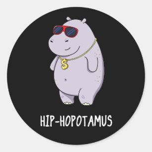 Adesivo Hip-Hopotamus Funny Hippo Pun Dark BG
