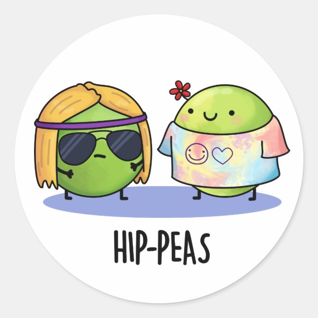 Adesivo Hip-peas Engraçado Hippie Peas Pun (Frente)