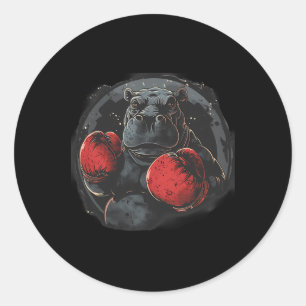 Adesivo Hipopótamo Boxeador Com Luvas de Boxe Kickboxing B