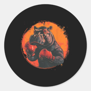 Adesivo Hipopótamo Boxeador Com Luvas de Boxe Kickboxing B