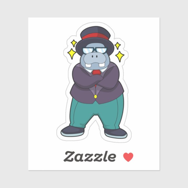 Adesivo Hipopótamo como Noivo com Terno.PNG (Folha)