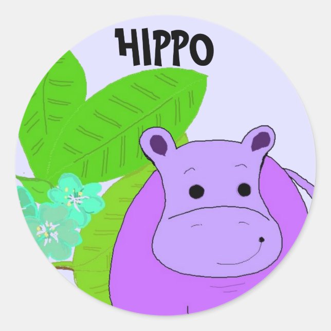 Adesivo Hipopótamo Sorridente Roxo (Frente)