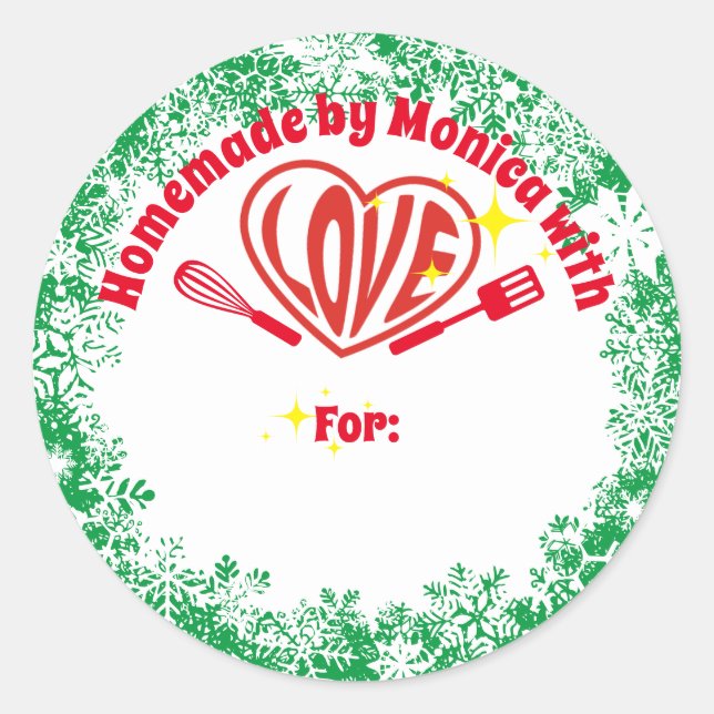 Adesivo Hippie coração personalizado assado de Natal (Frente)