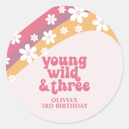 Adesivo Hippie Daisy Jovem Selvagem e Três Aniversário Col