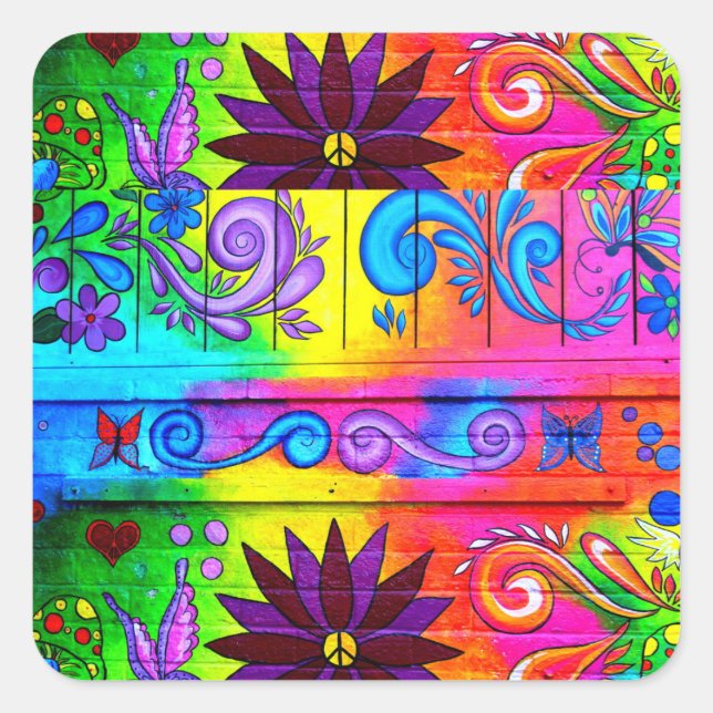 Adesivo hippie de ranhura de 70 anos (Frente)