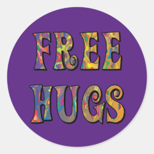Adesivo Hippie Love Free Hugs Classic Round Sticker