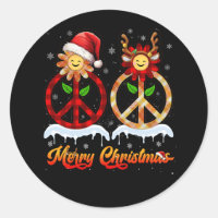 Hippie - Sinal de Paz Xadrez Santa Hat Reindeer Fe