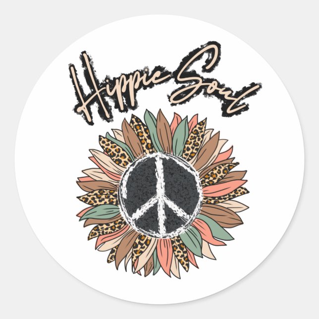 Adesivo Hippie Soul Sinal de Paz Girassol (Frente)