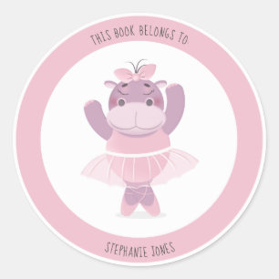 Adesivo Hippo Ballerina Este Livro Pertence a