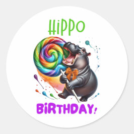 Adesivo Hippo Birthday Cheerful, Colorida Nadadora |