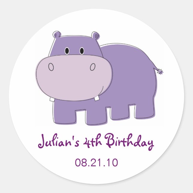 Adesivo Hippo Birthday Cupcake Topper Stickers (Frente)