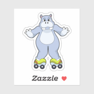 Adesivo Hippo com skates Roller