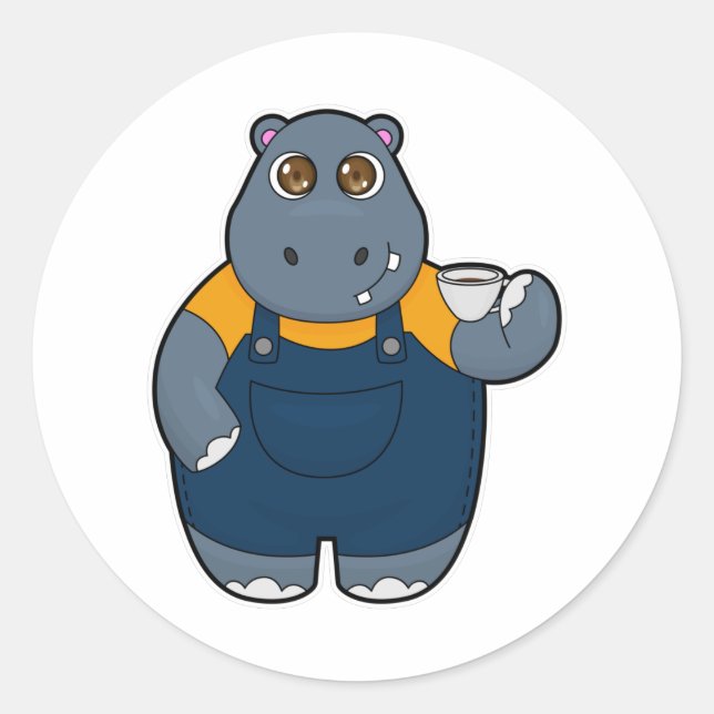 Adesivo Hippo com Taça de Café (Frente)