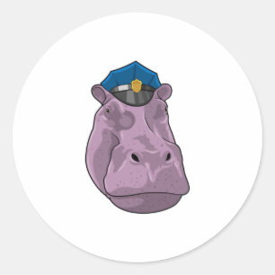 Adesivo Hippo como agente da Polícia
