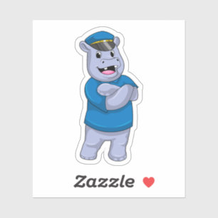 Adesivo Hippo como agente da polícia com chapéu da polícia