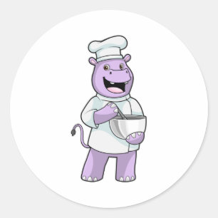 Adesivo Hippo como Chef com Bowl