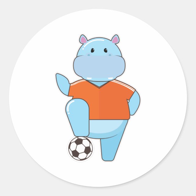 Adesivo Hippo como jogador de futebol com bola de futebol (Frente)