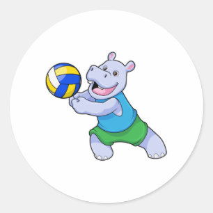 Adesivo Hippo como jogador de voleibol com voleibol