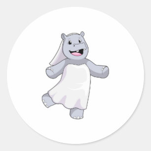 Adesivo Hippo como Noiva com Veil