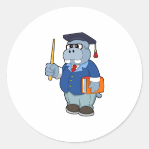 Adesivo Hippo como Professor com Livro