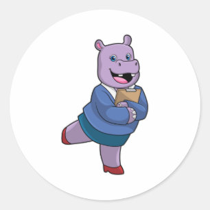 Adesivo Hippo como Secretário com Notepad