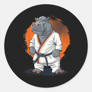 Adesivo Hippo de Kickboxing Taekwondo Caratê MMA Engraçado