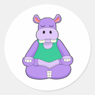 Adesivo Hippo em Yoga em Sessão
