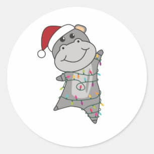 Adesivo Hippo Feliz Natal Animais de inverno Hippos