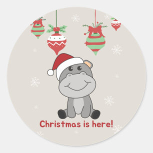 Adesivo Hippo Feliz Natal Animais de inverno Hippos