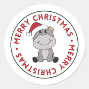 Adesivo Hippo Feliz Natal Animais de inverno Hippos