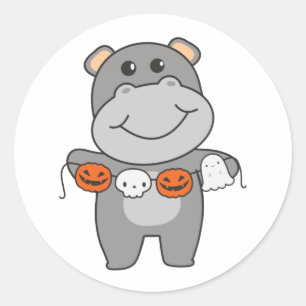 Adesivo Hippo Happy Halloween Pumpkin Bat Costume Classume