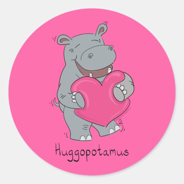 Adesivo Hippo Hugs Cute Kids Hippopotamus (Frente)