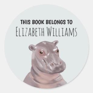 Adesivo Hippo Ilustração Personalizada Escola de Nomes Per