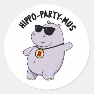 Adesivo Hippo-party-mus Funny Animal Hippo Pun