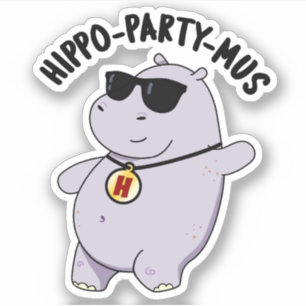 Adesivo Hippo-party-mus Funny Animal Hippo Pun