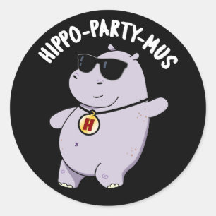 Adesivo Hippo-party-mus Funny Animal Hippo Pun Dark BG