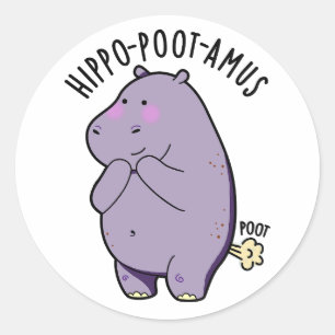 Adesivo Hippo-poot-amus Funny Farting Hippo Pun