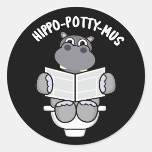 Adesivo Hippo-potty-mus Funny Animal Hippo Pun Dark BG