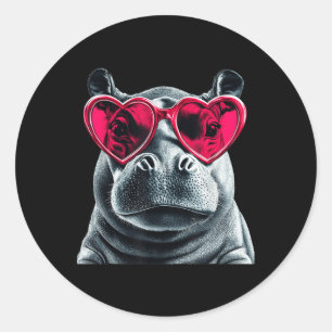 Adesivo Hippo Vestindo o Dia de os namorados do Coração de