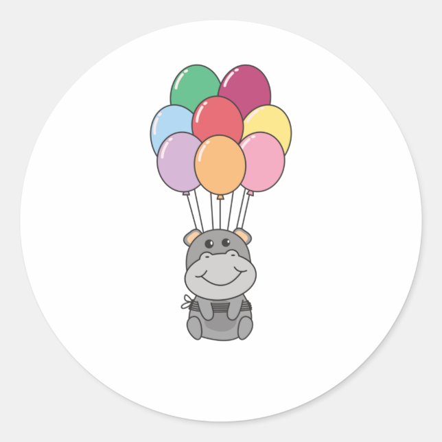 Adesivo Hippopotamus Voa Com Balões Coloridos (Frente)