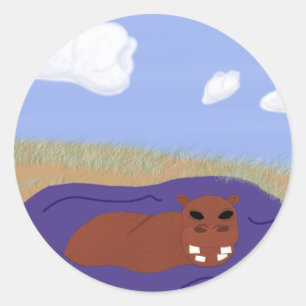 Adesivo Hippopotamus Whimsical em Pond