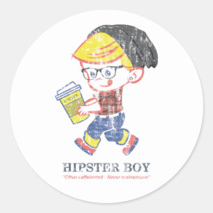 Adesivo Hipster Boy angustiou a ilustração de paródia d