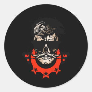 Adesivo Hipster Caveira do bigode Logotipo do Círculo Cave