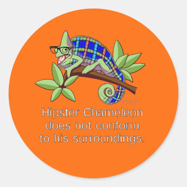 Adesivo Hipster Chameleon Sticker (Frente)