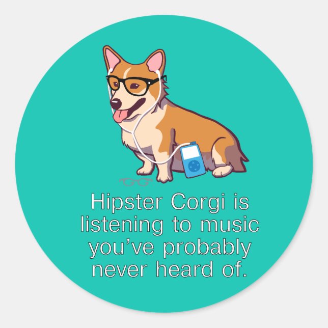 Adesivo Hipster Corgi Stickers (Frente)