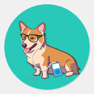 Adesivo Hipster Corgi Stickers
